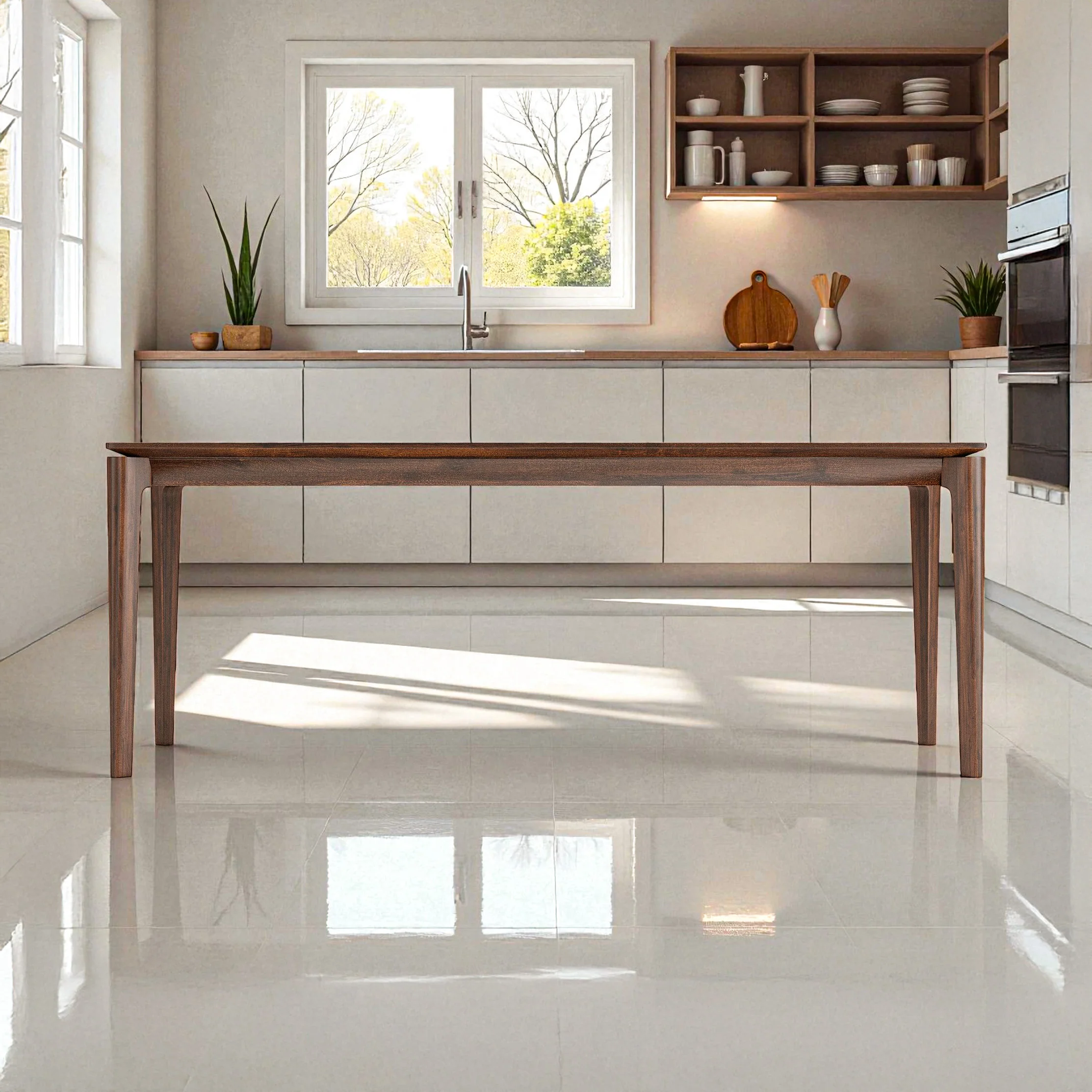 Elan Dining Table (6.5 feet) - Solid Teak/Walnut/Oak Wood