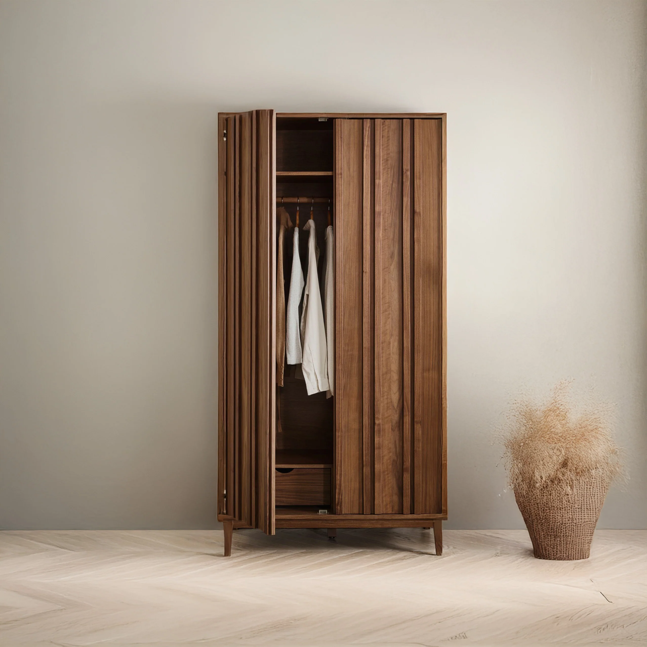 Nordwyn Wardrobe - Solid Walnut/Teak/Oak Wood - Image 2