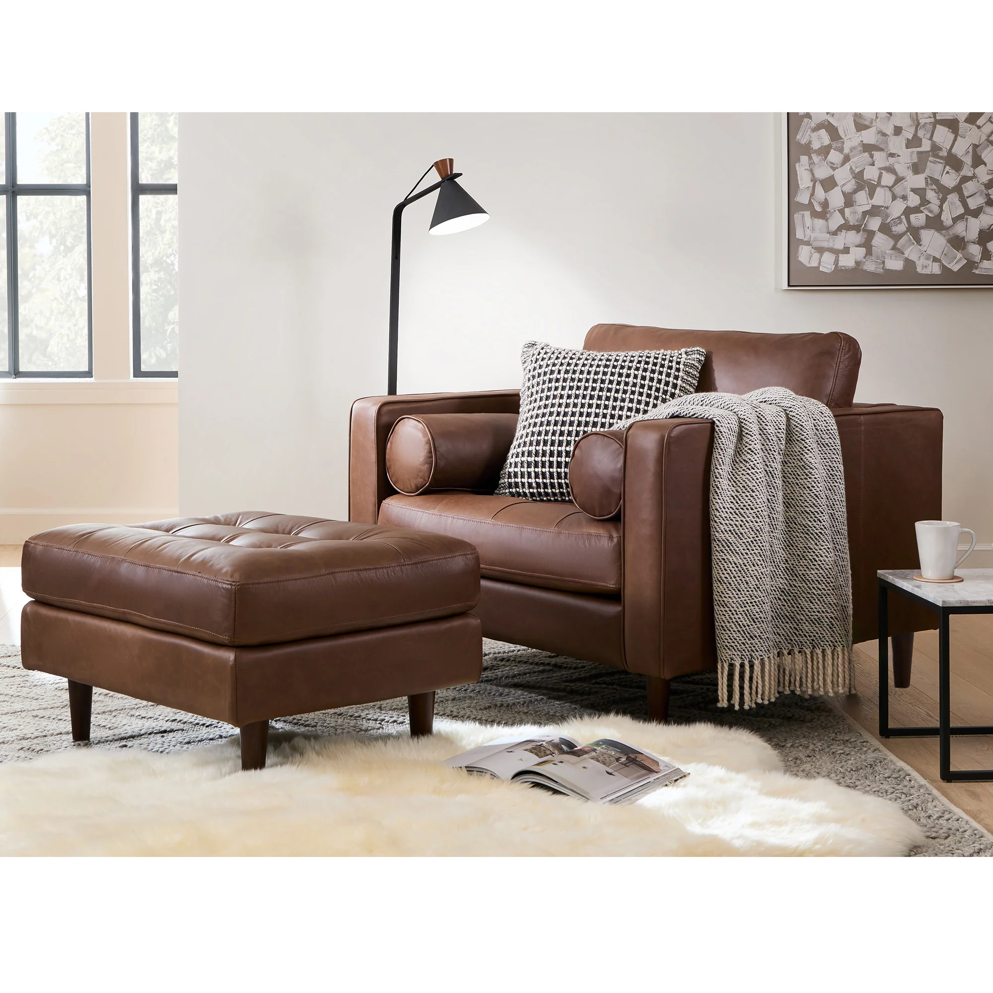 Palo Sofa | Italian Leather Ottoman - Image 21