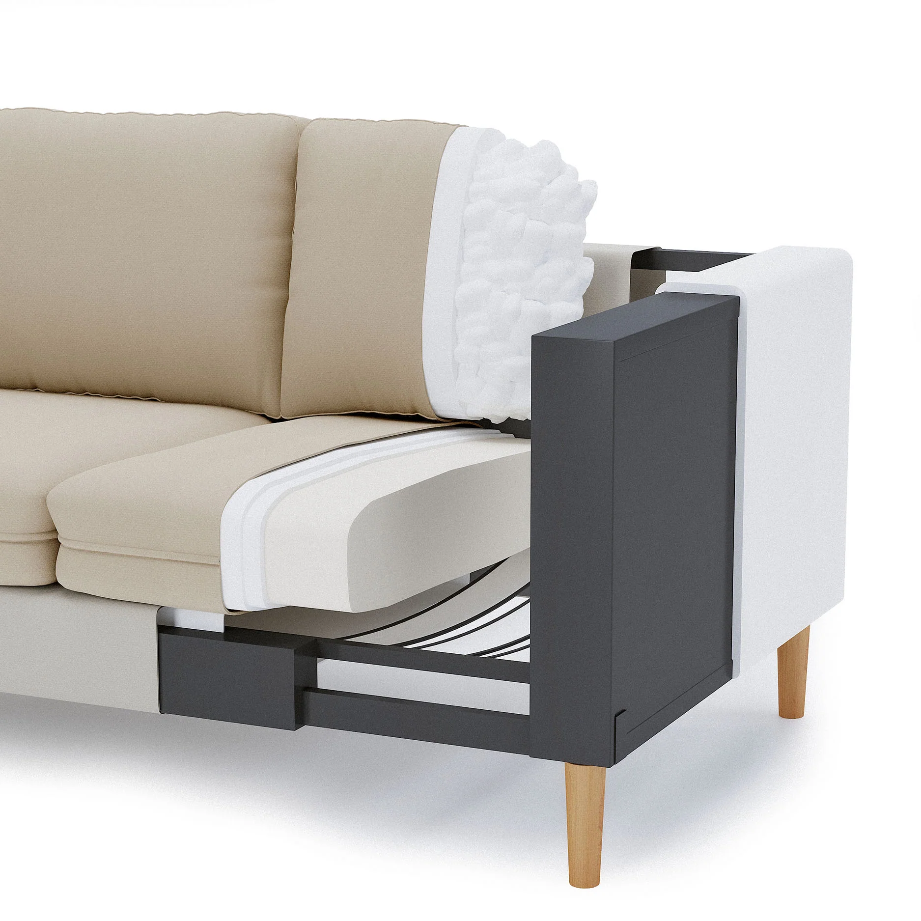 Palo Sofa (Split Seats) | 2 Seater (5 feet) | Removable Fabrics - Image 30