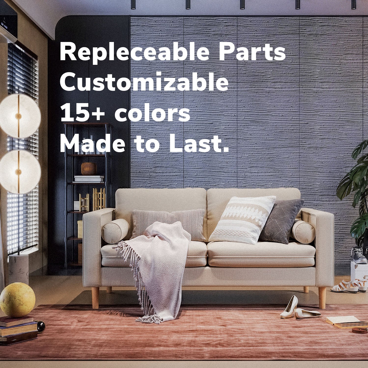 Palo Sofa (Split Seats) | 3+ Seater (7 feet) | Removable Fabrics - Image 31