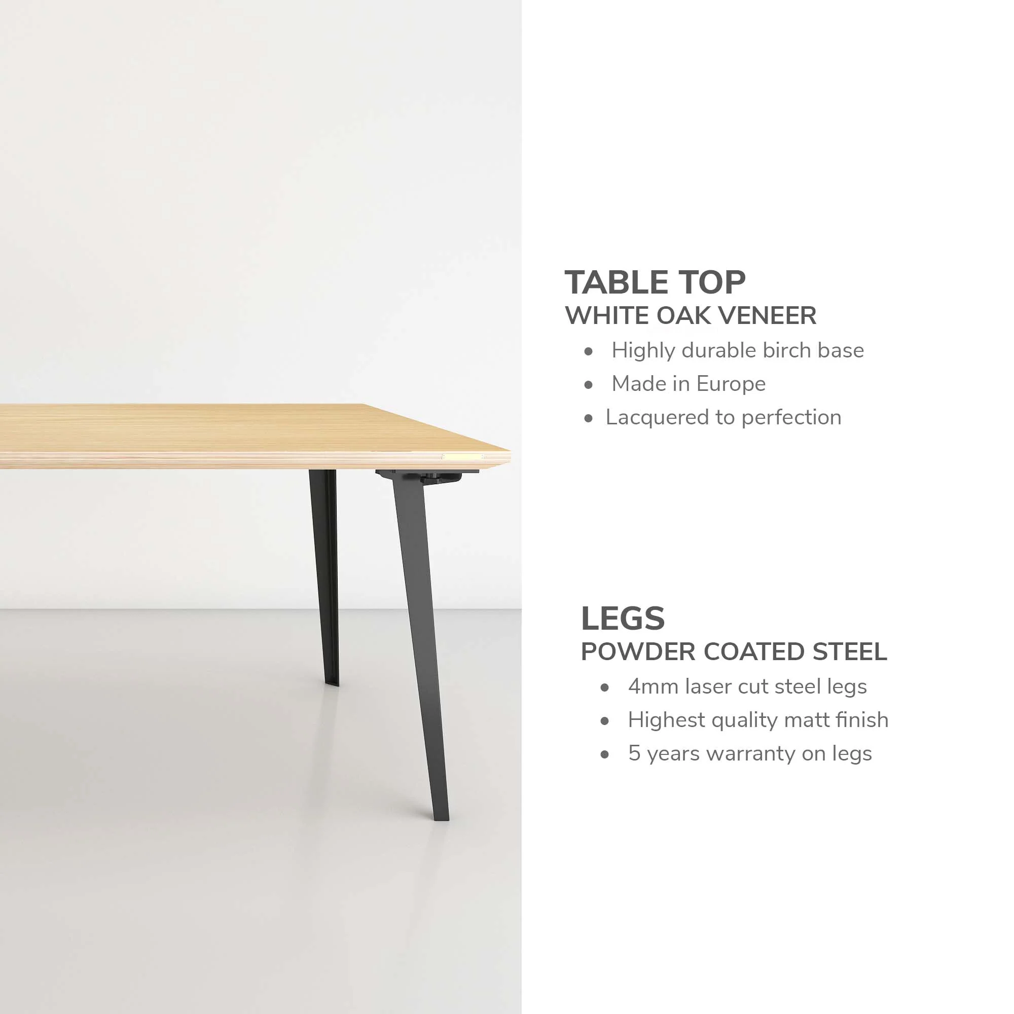 Serenity Dining Table (5x3 feet) - White Oak Veneer - Image 10