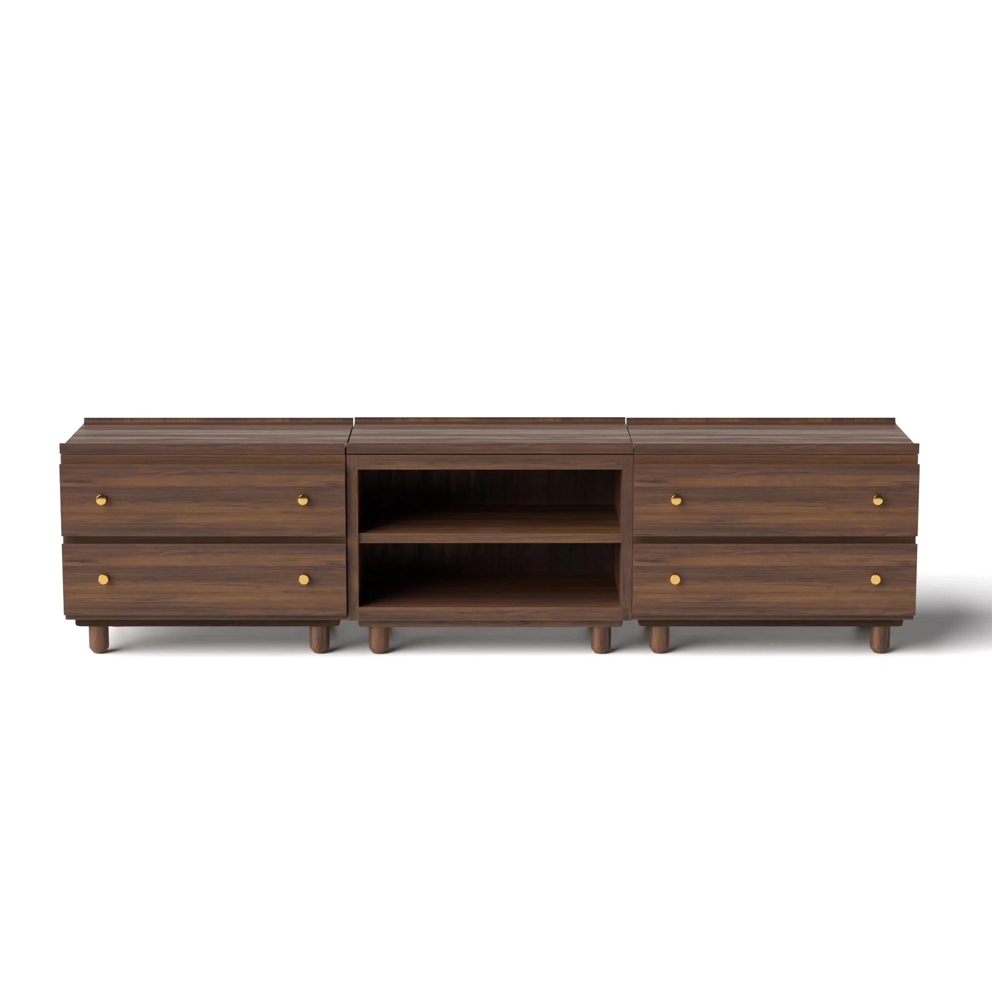 Stava Modular Credenza System | Solid Walnut/Teak/Oak Wood (2x3) | 8 Feet Length - Image 2
