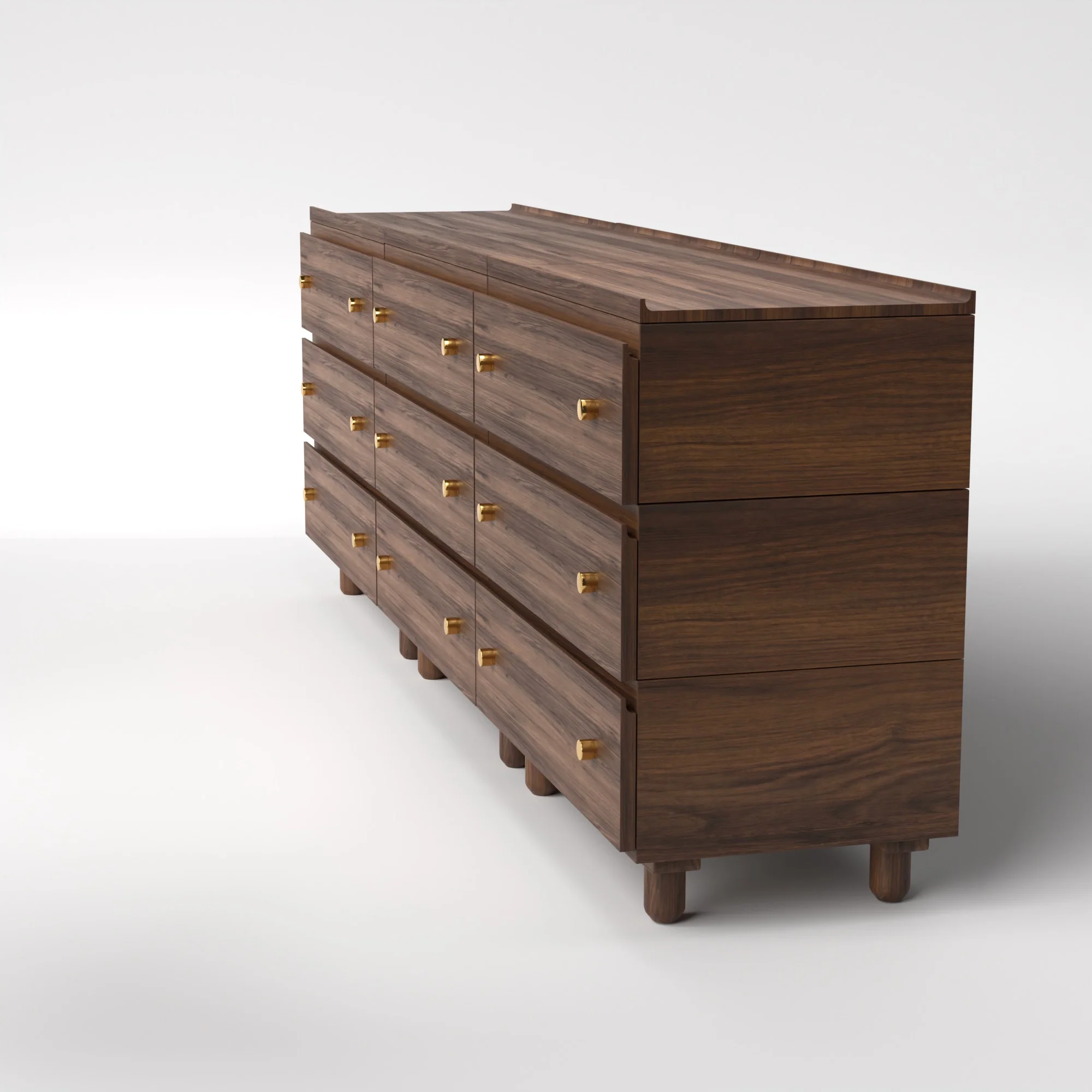 Stava Modular Drawer System | Solid Walnut/Teak/Oak Wood (3x3) | 8 Feet Length - Image 2