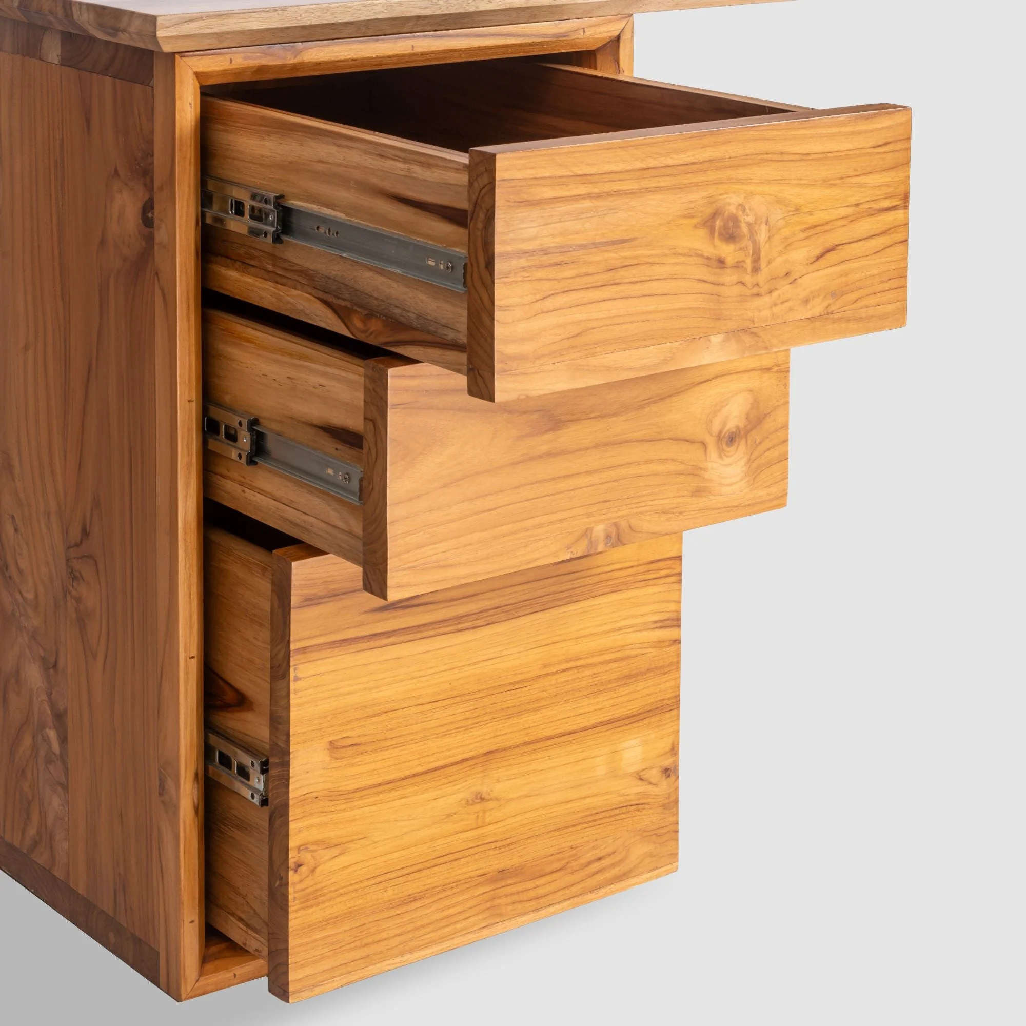 Takeshi Desk Pro with Storage Unit - Left Side (5x2.5 feet) - Solid Teak - Image 5